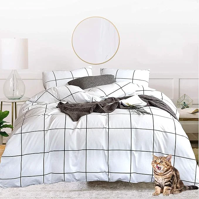 Healthy Houseri Black and White Plaid Comforter Set Full White Buffalo Checkered Bedding Comforter Full Size for Teen Boys Girls White Grid Comforter Preppy Gingham Geometric College Dorm Bed Comforters Full Contemporary