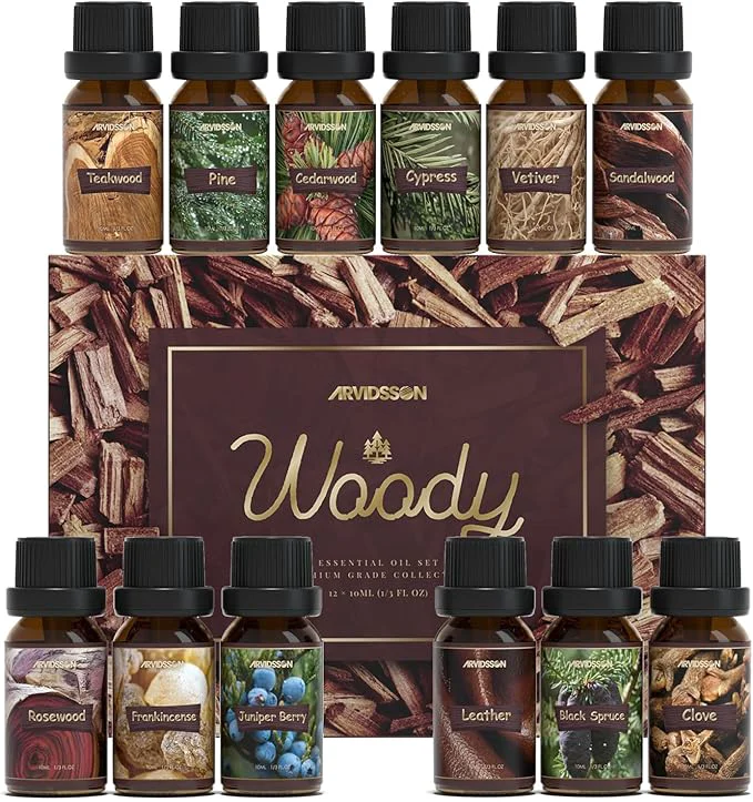 Secure ARVIDSSON Woody Essential Oils Set Wood Fragrance Oils Gift Set 12 x 10ml High-Quality
