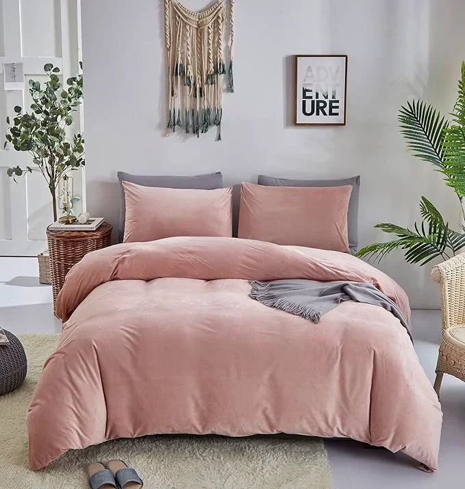 Specialty Houseri Velvet Pink Comforter Set Queen Blush Bedding Fluffy Light Flannel Sets Furry Dusty Sherpa Comforters Warm Fuzzy Blanket 90 39 39 90 39 39 Smooth