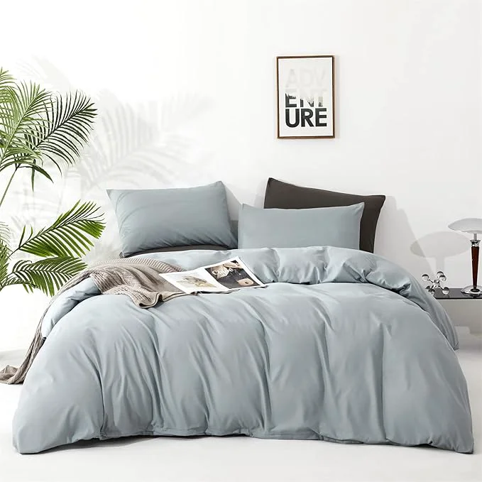 Optimized Cottonight Cal King Blue Comforter Set Light Blue Bedding Set California King Solid Blanket Quilts Modern Soft Breathable Baby Blue 3 Piece Comforter Set Prestigious