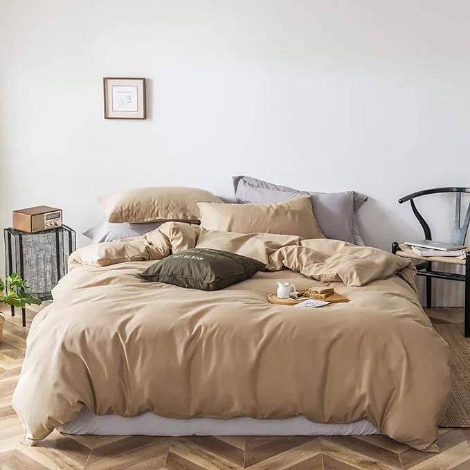 Professional Cottonight Khaki Comforter Set King Beige Champagne Bedding Comforter Women Men Taupe Sand Color Quilts Blanket Soft Breathable Cozy Lightweight Modern Solid Dark Champagne Comforter Set All Season Superior