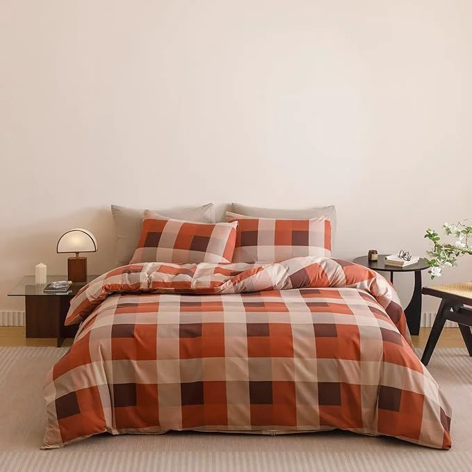 Reliable Houseri Red Plaid Comforter Set Twin Vintage Grid Bedding Sets First-Class