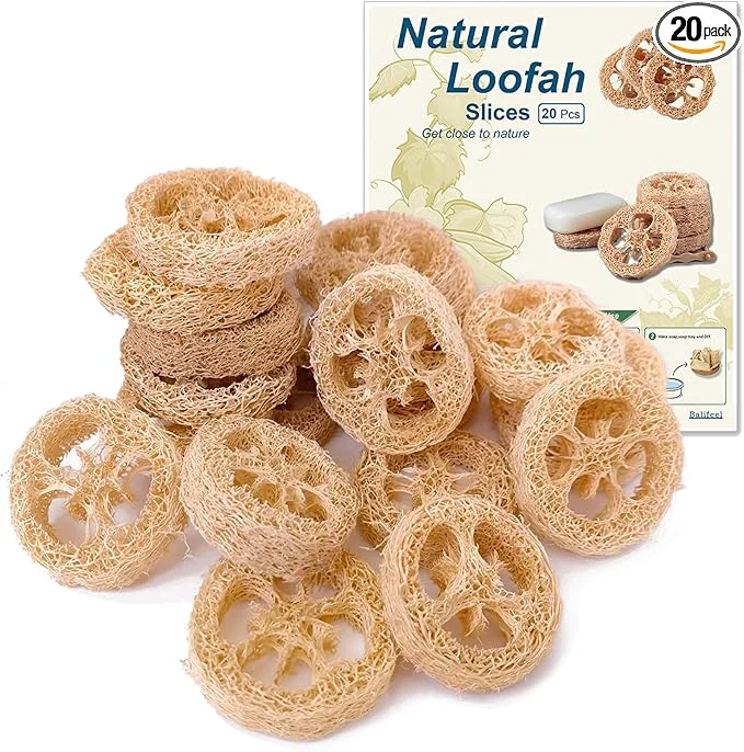 Refined Natural Loofah Slices Cuts for Soap Making-20 Pack Organic Luffa Loofa Sponges Exceptional