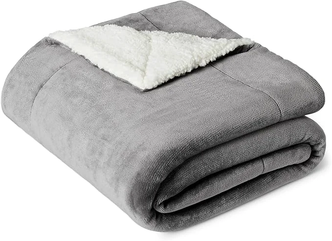 Modern Amazon Basics Reversible Sherpa Throw Blanket Dark Gray 50 quot x60 quot Original