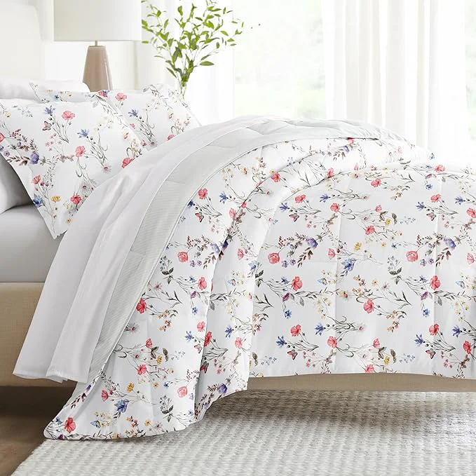 Eco-Friendly Linen Market Reversible Queen Size Comforter Set 3 Piece – Soft and Lightweight Down Comforter Queen Set – This Includes Your Queen Comforter and 2 Pillow Shams Superior