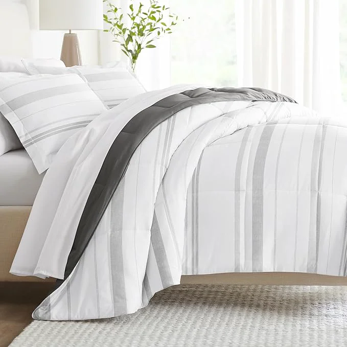 Versatile Linen Market Reversible Queen Size Comforter Set 3 Piece – Soft and Lightweight Down Comforter Queen Set – This Includes Your Queen Comforter and 2 Pillow Shams Next-Generation