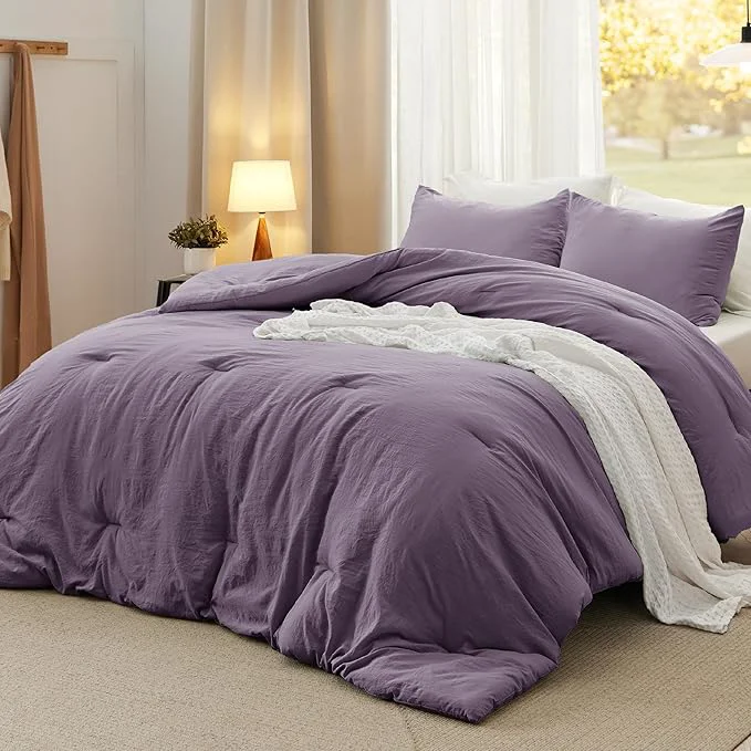 Fast Bedsure Oversized King Comforter Set Grayish Purple Soft Prewashed Bedding for All Seasons 3 Pieces GentleSoft™ Bed Set 1 Lightweight Comforter 120 quot x98 quot and 2 Pillowcases 20 quot x36 quot Outstanding