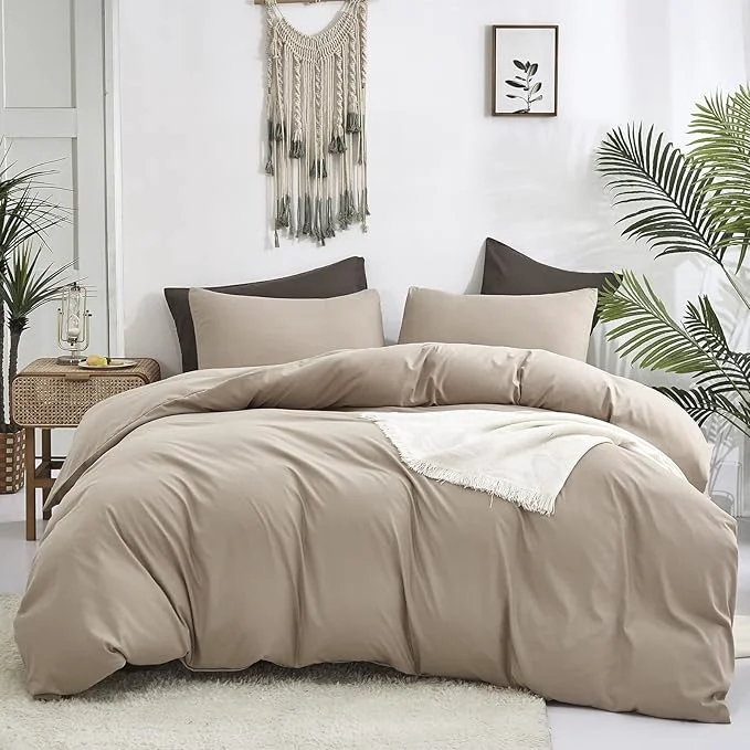 Selected Cottonight Khaki Comforter Set Twin Cream Coffee Bedding Comforter Set Dark Champagne Solid Blanket Quilts Modern Soft Breathable Taupe 3 Piece Bedding Set for Women Men Adults Teens Flexible