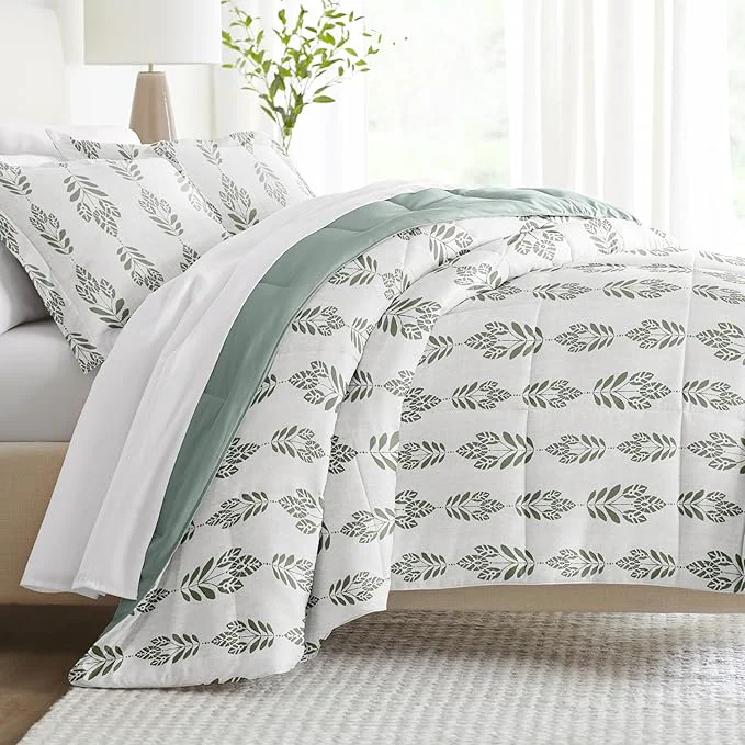High-Performance Linen Market Reversible Queen Size Comforter Set 3 Piece – Soft and Lightweight Down Comforter Queen Set – This Includes Your Queen Comforter and 2 Pillow Shams Elite