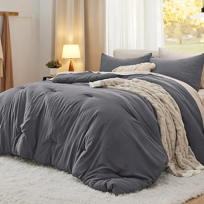 Fashionable Bedsure Twin Twin XL Comforter Set Dark Grey Soft Prewashed Bedding for All Seasons 2 Pieces GentleSoft™ Bed Set 1 Lightweight Comforter 68 quot x88 quot and 1 Pillowcase 20 quot x26 quot Long-Lasting