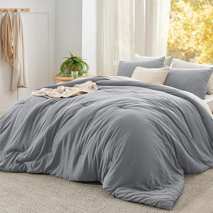 Convenient Bedsure Super King Plus Comforter Set Grey Soft Prewashed Bedding for All Seasons 3 Pieces GentleSoft™ Bed Set 1 Lightweight Comforter 128 quot x120 quot and 2 Pillowcases 20 quot x36 quot Premium
