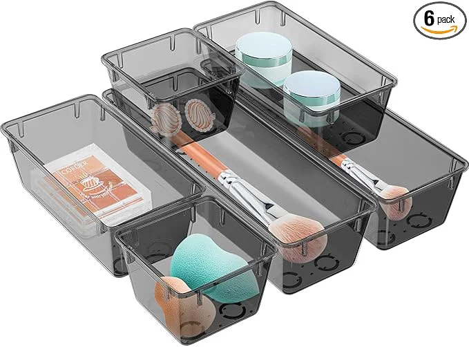 Optimized WOWBOX 6 Pack Clear Drawer Organizer Set Acrylic Drawer Storage Trays Next-Generation