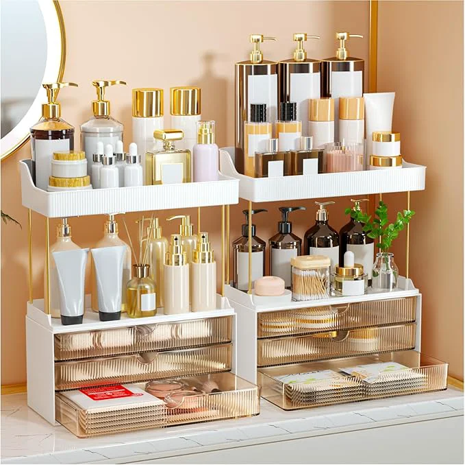 Elite StorBin 2 Sets 6 Drawers Makeup Organizer – 5 Tier Bathroom Organizers and Classic