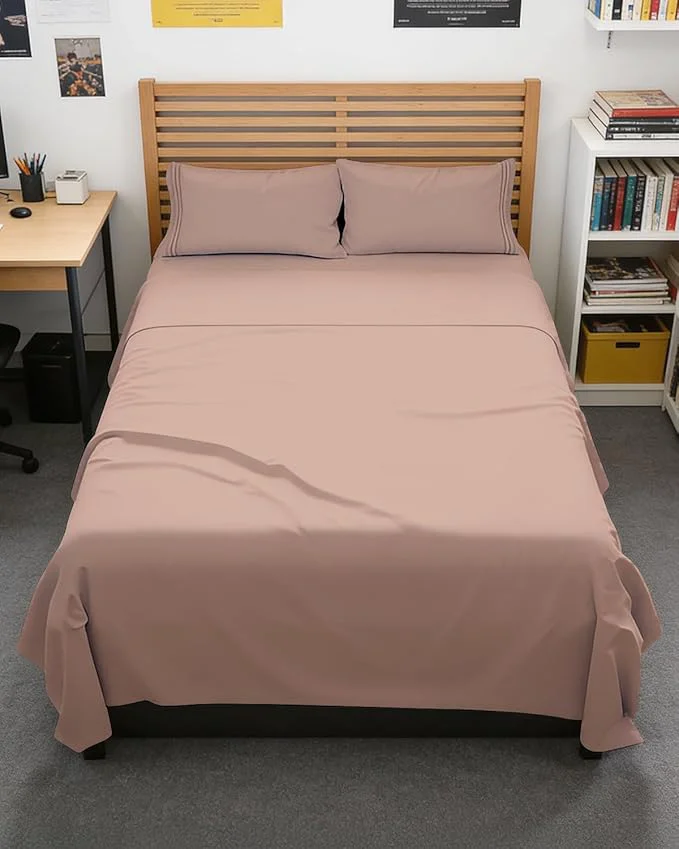 Unique Full XL Bed Sheet Set – 4 Piece Extra Long Extended Full XL Sheets – Soft Breathable amp Cooling – Fits 8 quot to 16 quot Mattress with Deep Pockets – 54 quot x 80 quot – Easy-Fit Wrinkle and Fade Resistant – Mauve Convenient