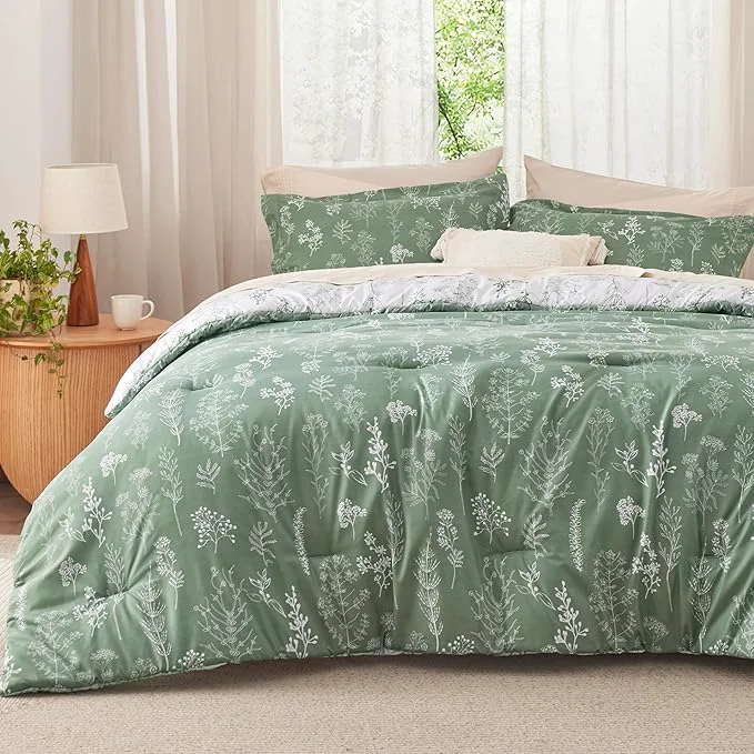 Sustainable Bedsure Twin Twin XL Comforter Set – Green Bed Set 2 Pieces Cute Floral Bedding 1 Soft Reversible Botanical Flowers Comforter and 1 Pillow Sham Outstanding