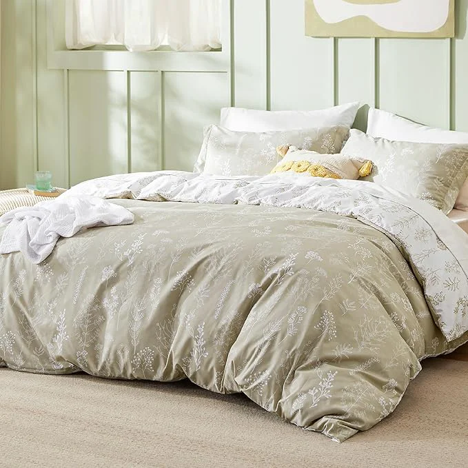 Authentic Bedsure Twin Twin XL Comforter Set – Linen Bed Set 2 Pieces Cute Floral Bedding 1 Soft Reversible Botanical Flowers Comforter and 1 Pillow Sham Original Design