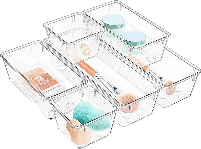 Environmentally Friendly WOWBOX 6 Pack Clear Drawer Organizer Set Acrylic Drawer Storage Trays Stylish
