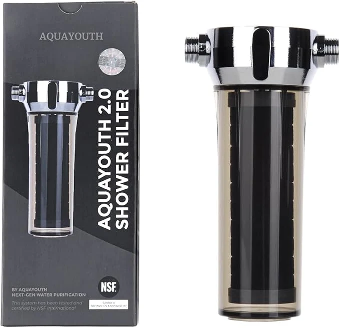 Convenient AQUAYOUTH 2.0 Carbon Shower Head Filter System Removes Chlorine Heavy Metals Effective