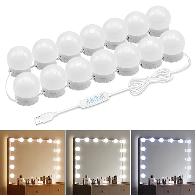 Detailed LED Vanity Mirror Lights with 14 Dimmable Bulbs 3000K 4500K 6500K 10 Optimized