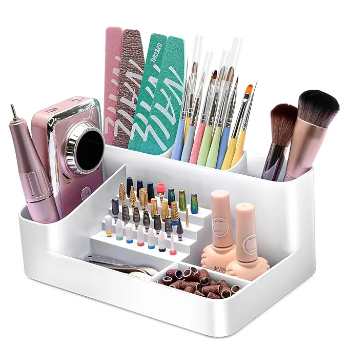 Elegant ANRUI Nail Drill Machine Bits Storage Box Plastic Nail desk organizer of 28 Exceptional