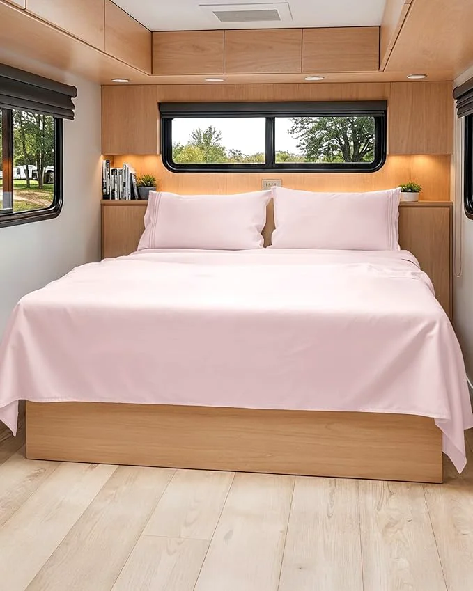 Easy-to-Use RV Short Queen Sheet Set 60 X 75 – 4 Piece RV Short Queen Bed Sheets – Soft Breathable amp Cooling – Designed for Bunks Trailers amp Campers – Fits 8 to 12 quot Mattress – Luxury Bedding – Lavender Pink Pure