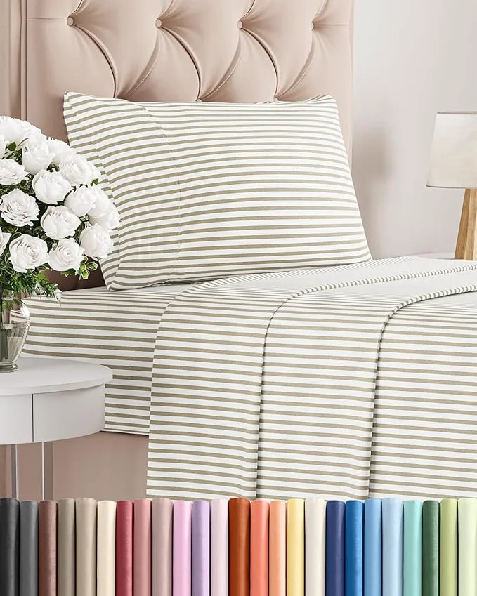 Innovative Twin XL Size 3 Piece Sheet Set – Comfy Breathable amp Cooling Bed Sheets Set – Hotel Luxury Bedding for Women Men Kids Teens Boys amp Girls – Deep Pockets amp Wrinkle – Oeko-Tex – Beige Stripes 2 Trusted