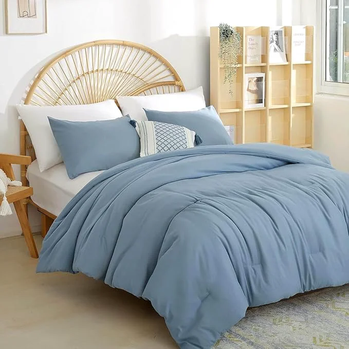 Organic Weigelia Boho Twin Comforter Set – Dusty Blue amp Grayish Blue with 1 Pillowcase – Soft Lightweight amp Cozy for All Seasons Environmentally Friendly