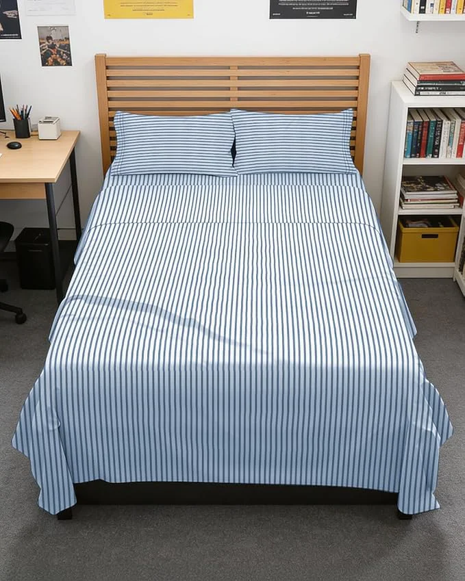 Verified Full XL Bed Sheet – 4 Piece Full XL Bed Sheets Set – Soft Breathable amp Cooling – Hotel Luxury Bedding for Women Men Kids Teens Boys amp Girls – Deep Pockets Fade and Wrinkle – Blue Stripes Powerful