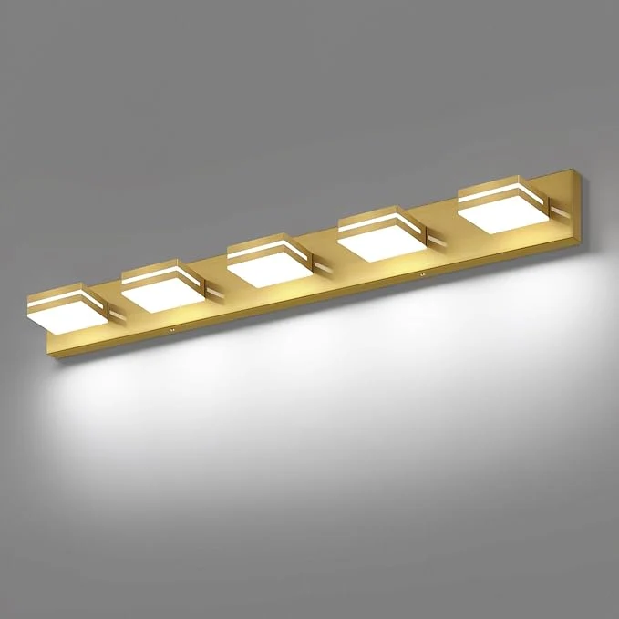 SineRise LED Modern Bathroom Vanity Light Fixtures Brass Modern Acrylic Refined