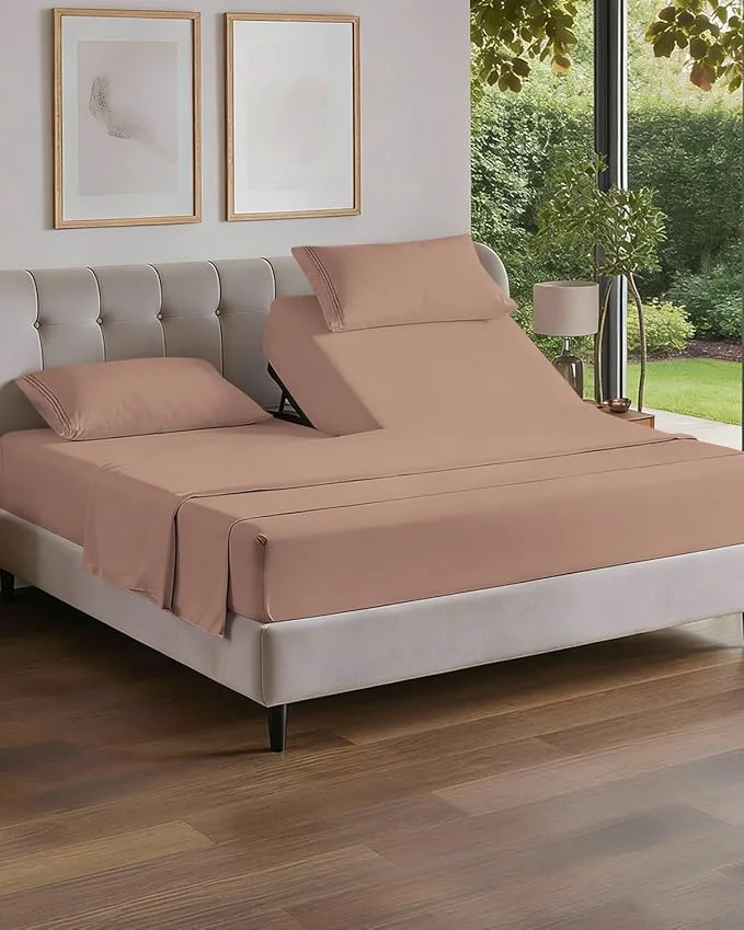 Classic Flex Top Split Head King 4 Piece Sheet Set – Comfy Breathable amp Cooling Bed Sheets Set – Hotel Luxury Bedding for Women Men Kids Teens Boys amp Girls – Deep Pockets Ultra-Soft – Oeko-Tex – Mauve Lightweight
