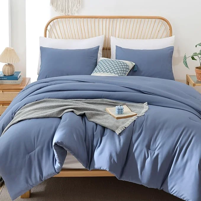 High-Performance ROSGONIA California King Comforter Set Slate Blue 3pcs 1 Boho Blue Cal King Comforter amp 2 Pillowcases All Season Lightweight Bedding Blanket Quilt Advanced