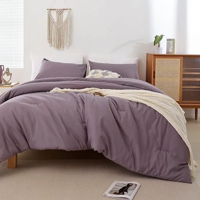 Classic ROSGONIA California King Comforter Set Dusty Purple 3pcs 1 Boho Cal King Comforter amp 2 Pillowcases All Season Bedding Bedspread Blanket Quilt Consistent