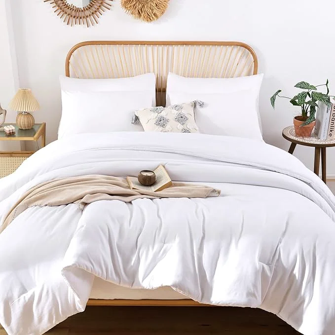 Excellent ROSGONIA White Queen Comforter Set 3pcs 1 Boho White Comforter amp 2 Pillowcases All Season Soft Bedding Lightweight Bedspread Blanket Quilt Professional