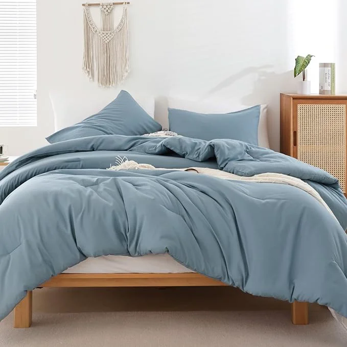 Exceptional ROSGONIA Oversized King Comforter 120×120 3pcs Super King Comforter 1 Dusty Blue Comforter amp 2 Pillowcases Lightweight Warm Bedding Blanket Quilt Elite