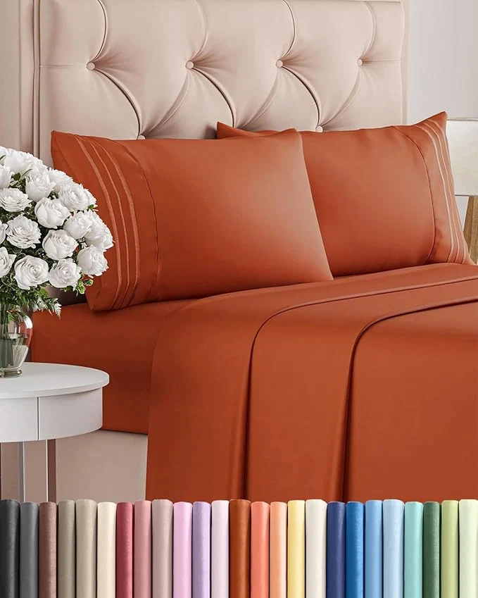 Authentic Full Size 4 Piece Sheet Set – Comfy Breathable amp Cooling Bed Sheets Set – Hotel Luxury Bedding for Women Men Kids Teens Boys amp Girls – Deep Pockets Soft and Wrinkle – Oeko-Tex – Terracotta Professional
