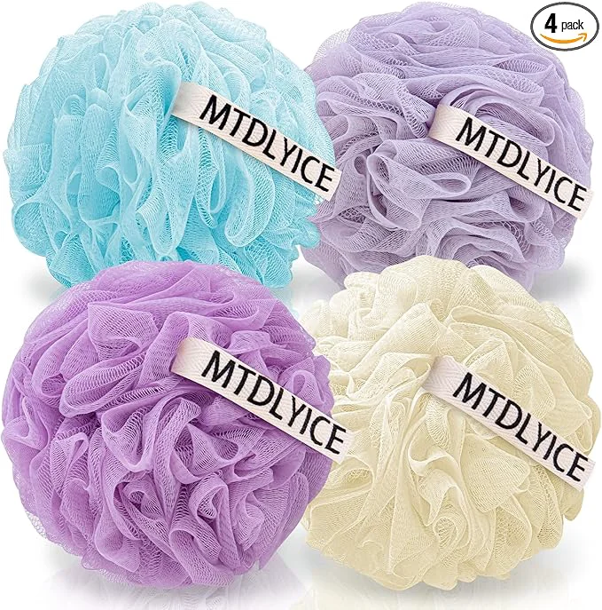 Authentic MTDLYICE Loofah Sponge XXL Large Loofah 100g 4 Pack Bath Sponge Soft Mesh Comfortable