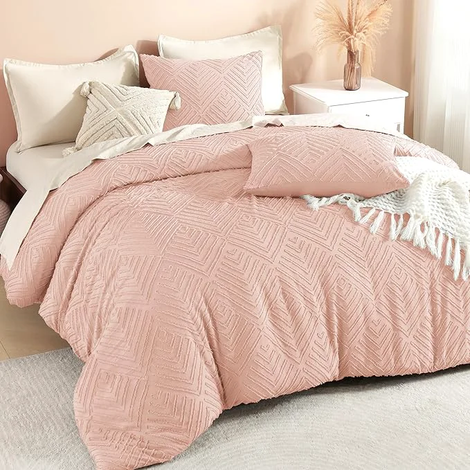 Carefully Designed Litanika Blush Full Comforter Set 3 Pieces Pink Tufted Boho Farmhouse Bedding Comforter Sets Lightweight Fluffy Comforter Bed Set for All Season 79x90In Comforter and 2 Pillowcases Fashionable
