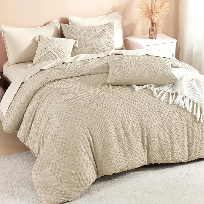 Efficient Litanika California King Comforter Set Khaki 3 Pieces Tufted Boho Farmhouse Bedding Comforter Sets Lightweight Fluffy Comforter Bed Set All Season 104x96In Comforter amp 2 Pillowcases Unique