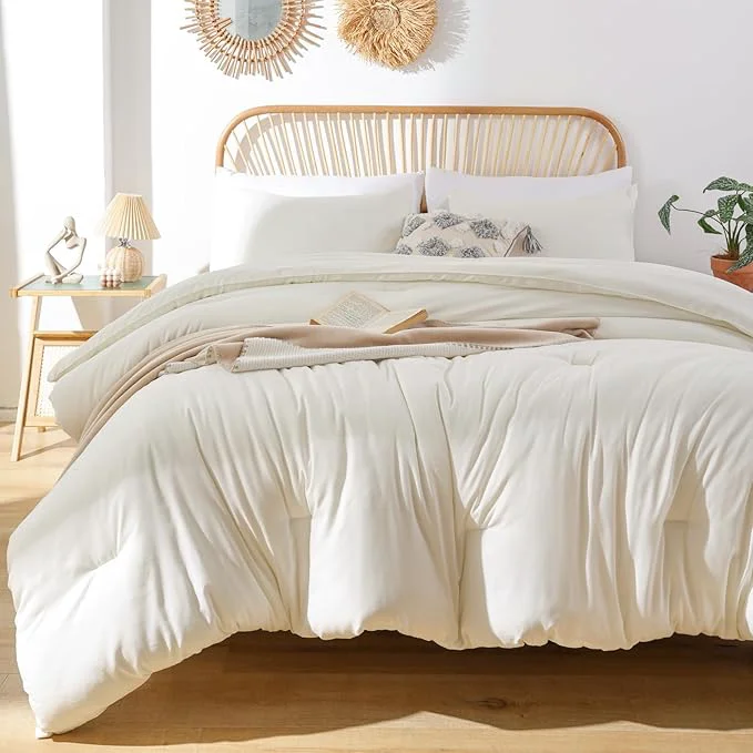 Specialty ROSGONIA California King Comforter Set Ivory 3pcs 1 Boho Cal King Comforter amp 2 Pillowcases All Season Bedding Soft Bedspread Blanket Quilt Effective