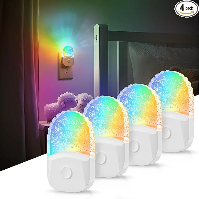 Detailed DORESshop 8-Color RGB LED Night Light Plug into Wall Kids Room Organic