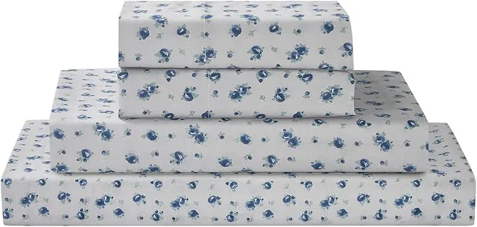 Pure Modern Threads 4-Piece Ultra Soft Microfiber Bed Sheets Set Wrinkle Sheets with Deep Pockets Fitted Sheet Flat Sheet amp Pillowcases Lightweight Breathable Bedding Blue Roses California King Efficient