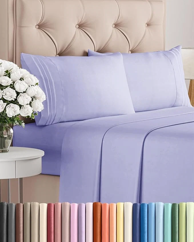 Recyclable King Size 4 Piece Sheet Set – Comfy Breathable amp Cooling Bed Sheets Set – Hotel Luxury Bedding for Women Men Kids Teens Boys amp Girls – Deep Pockets Ultra-Soft Wrinkle – Oeko-Tex – Lavender