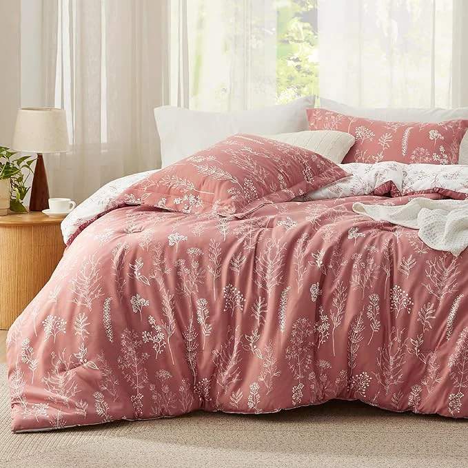 Fine Bedsure Twin Twin XL Comforter Set – Grayish Pink Bed Set 2 Pieces Cute Floral Bedding 1 Soft Reversible Botanical Flowers Comforter and 1 Pillow Sham Powerful