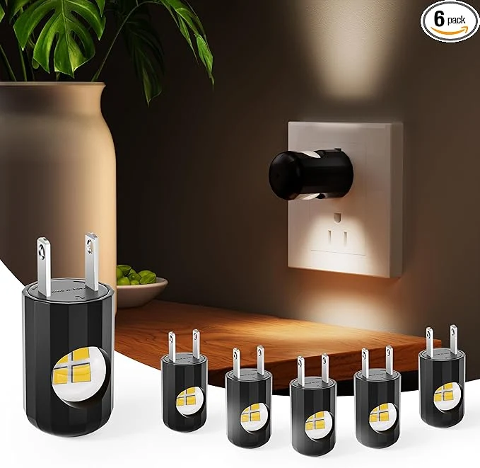 Practical TSEXES Plug-in LED Night Lights Dusk to Dawn Sensor Non-Dimmable 6 Pack Trendy