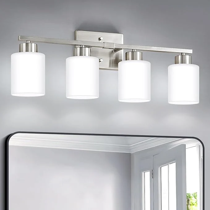 Dependable FonmYim Brushed Nickel Bathroom Light Fixtures 4-Light Modern Vanity Light Eco-Friendly