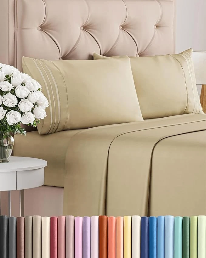Healthy Full Size 4 Piece Sheet Set – Comfy Breathable amp Cooling Bed Sheets Set – Hotel Luxury Bedding for Women Men Kids Teens Boys amp Girls – Deep Pockets Ultra-Soft and Wrinkle – Oeko-Tex – Beige Superior