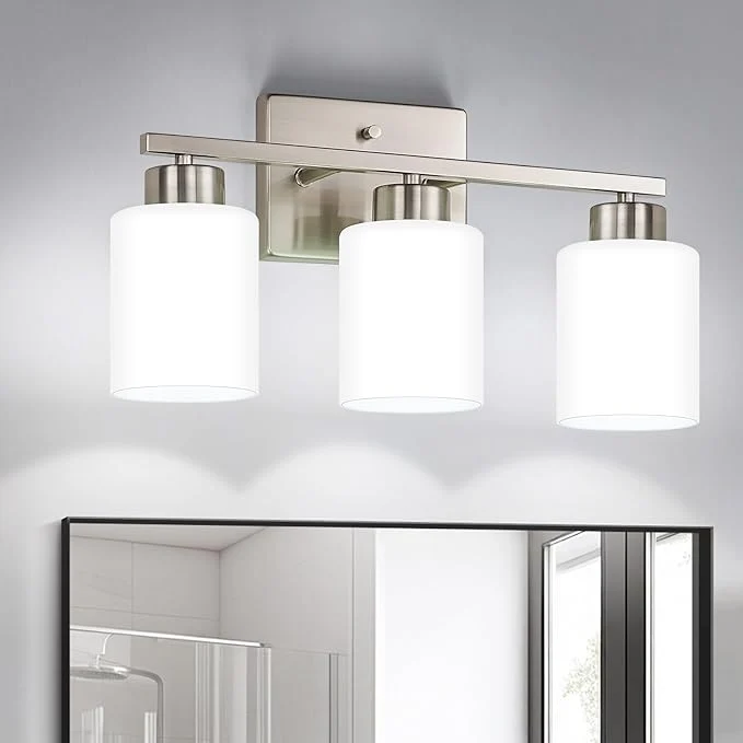 Reusable FonmYim Brushed Nickel Bathroom Light Fixtures 3-Light Modern Vanity Light Comfortable