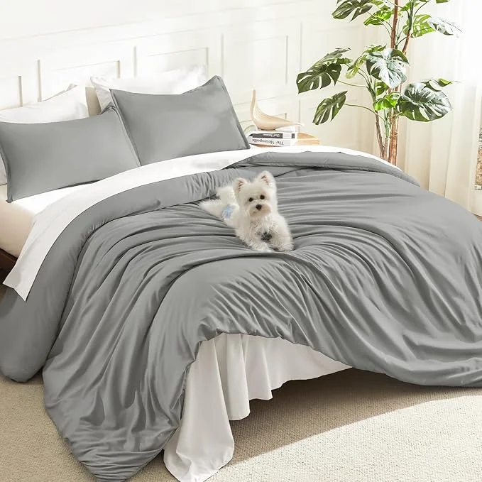 Exceptional Litanika Comforters Medium Gray Queen Size 3 Pieces Lightweight Solid Bedding Set amp Collections All Season Fluffy Bed Set 90x90In Comforter amp 2 Pillowcases Expertly Made