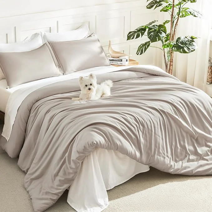 Expertly Made Litanika Deep Linen Grey Comforter Set Twin Twin XL Size 2 Pieces Lightweight Solid Bedding Comforter Set All Season Fluffy Bed Set 66x90In Comforter amp 1 Pillowcase Certified