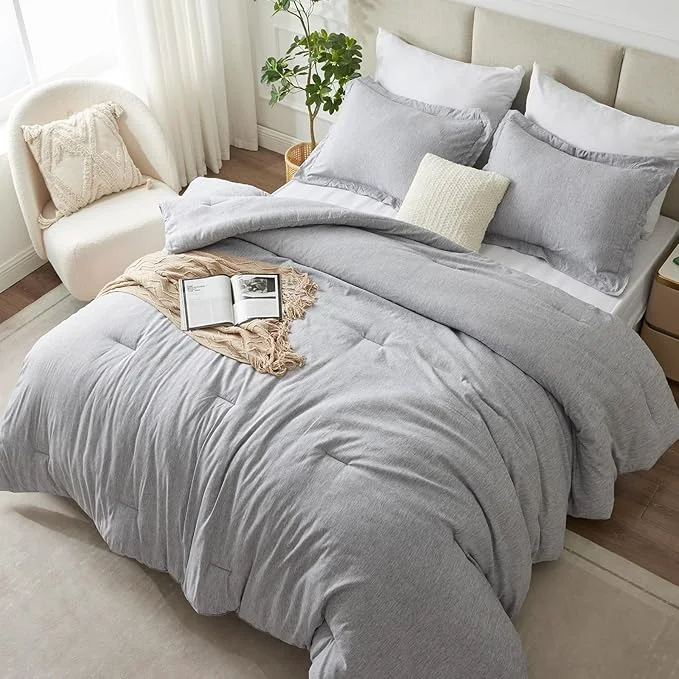 Premium CozyLux California King Comforter Set 3 Pieces Light Grey Soft Luxury Cationic Dyeing Cal King Bedding Set Light Gray Breathable Lightweight Bed Sets 1 Down Comforter and 2 Pillow Shams Relaxed